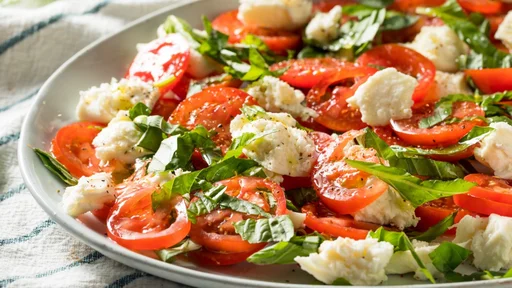 Homemade Caprese Salad with Mozarella Basil and Tomato