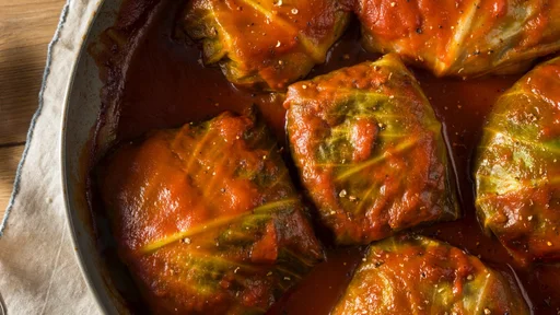 Homemade Beef Stuffed Cabbage Rolls with Tomato Sauce