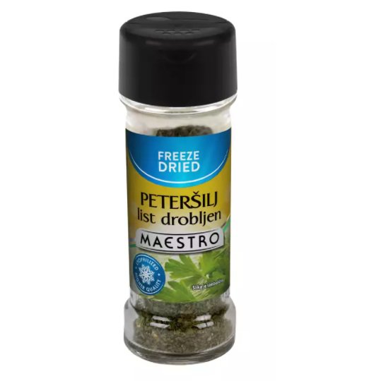  Peteršilj Maestro, sušen s postopkom liofilizacije, ima vrhunski, posebno močan okus.