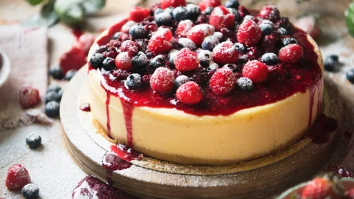 Fresh berry cheesecake food photography recipe idea