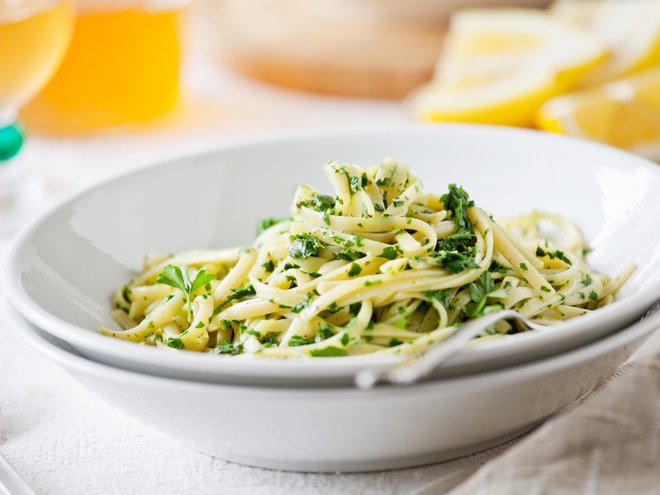 Plate of pasta with some homemade pesto
