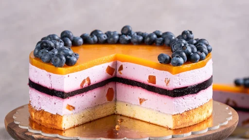 Jogurtova torta z borovnicami in breskvami: osvežilna in atraktivna (Foto: Midva kuhava)