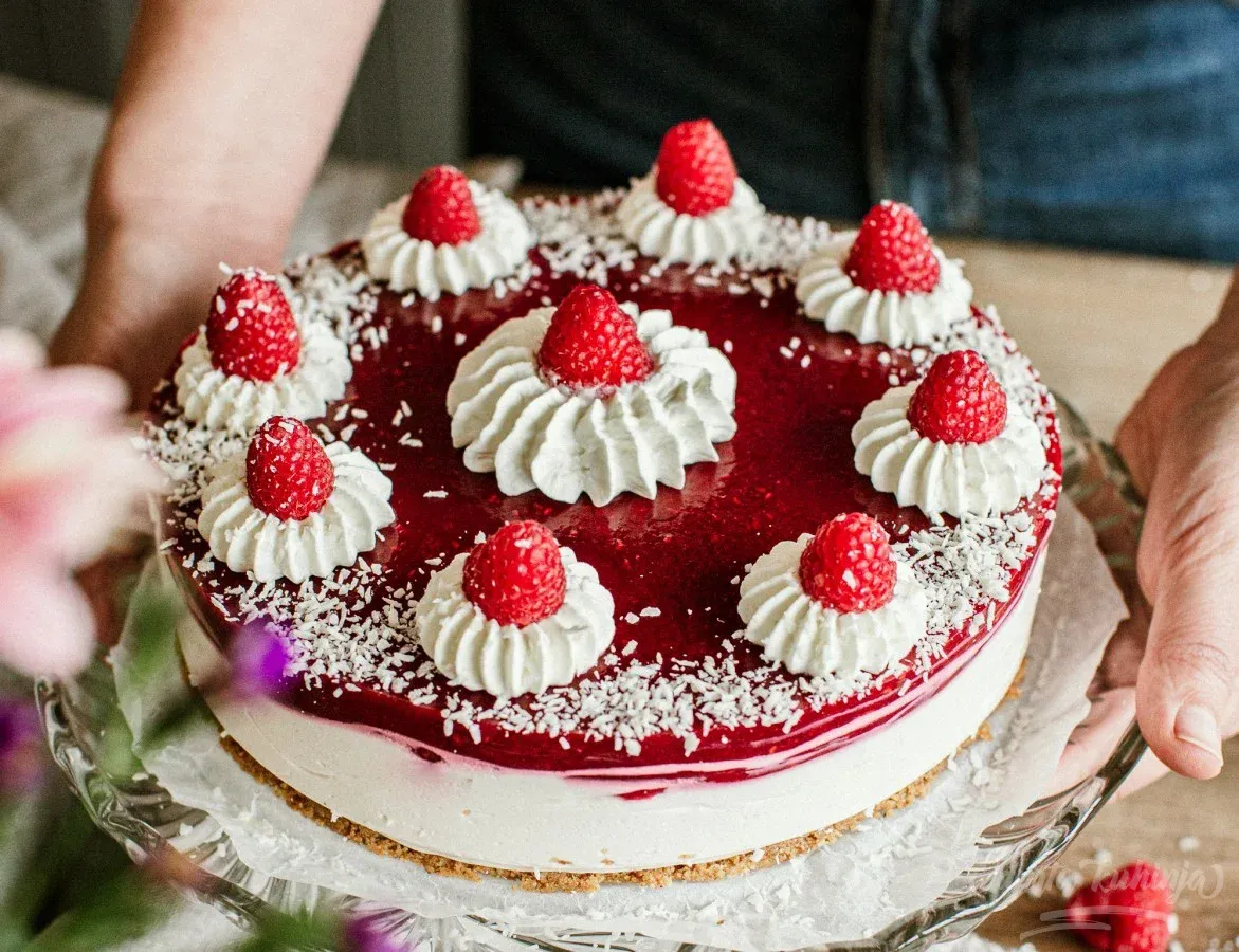 Torta Kokolina: smešno preprosta sladica brez peke, v kateri kraljujejo kokos in maline (Foto: Sonja Ravbar)